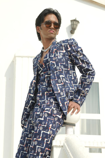 Royal Blue Stripes Three Piece Suit