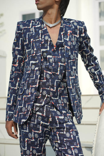 Royal Blue Stripes Three Piece Suit