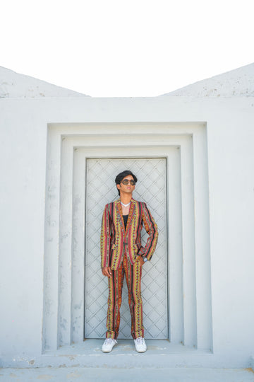 Colorful Bandhani Print Single Breasted Suit