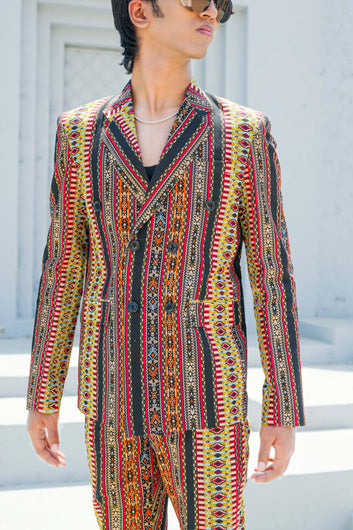 Colorful Bandhani Print Double Breasted Suit
