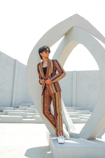 Colorful Bandhani Print Single Breasted Suit